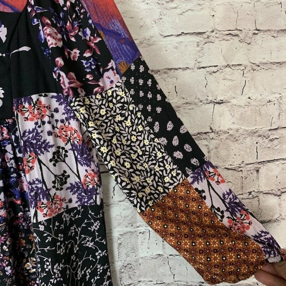 Anthropologie Dress One September Arcata Boho Patchwork Multicolor Shift Rayon - Picture 8 of 12